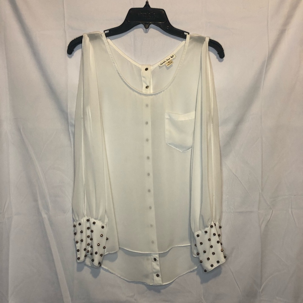 Double Zero Sheer Cold Shoulder Top